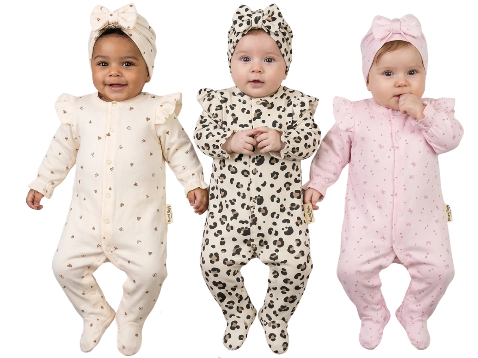 0/3 AY KIZ TULUM 3\'LÜ ŞAPKALI LEOPAR KALP BASKILI