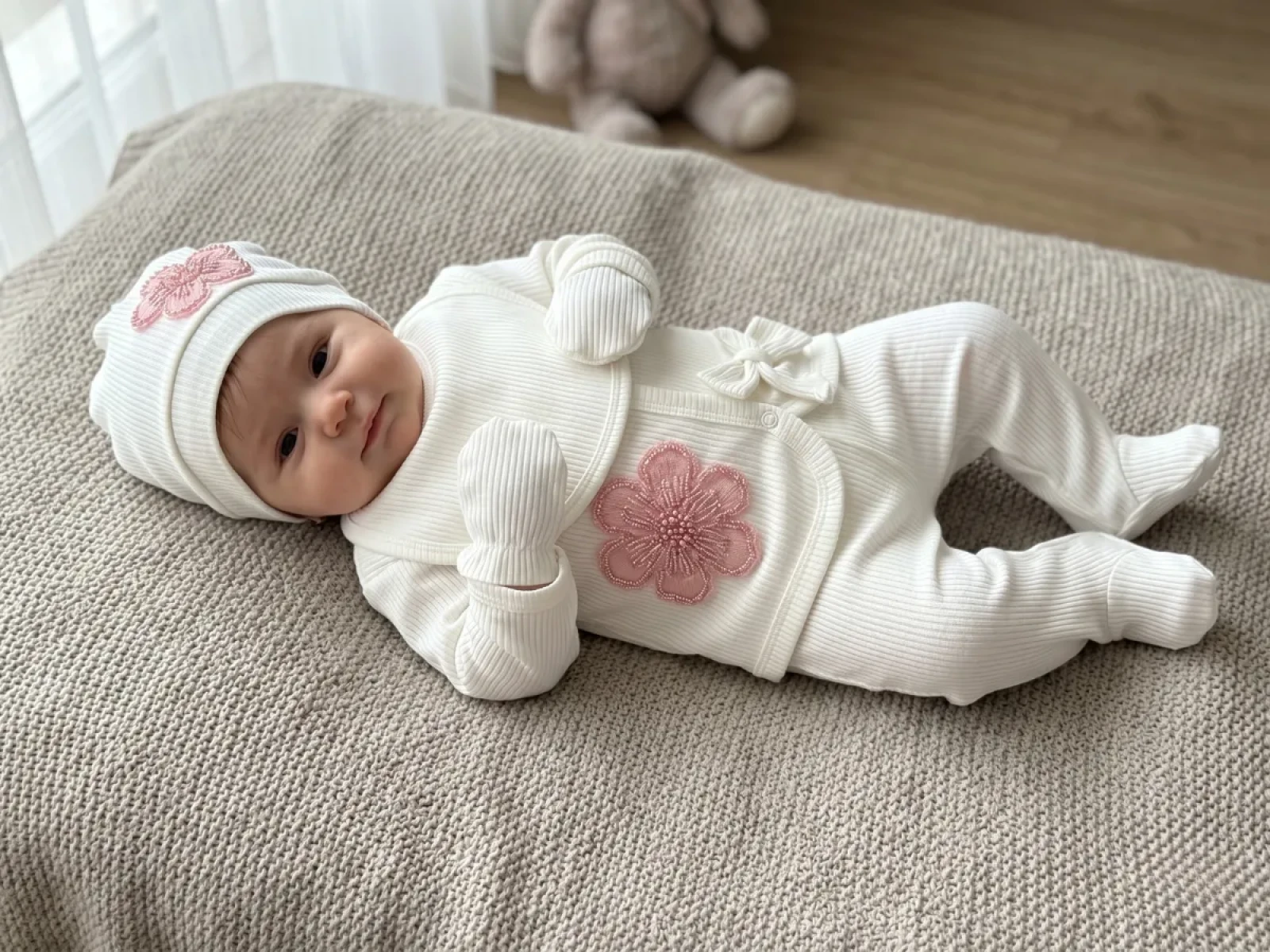 0/6 AY BEBE KIZ TAKIM 5\'Lİ PAPATYALI