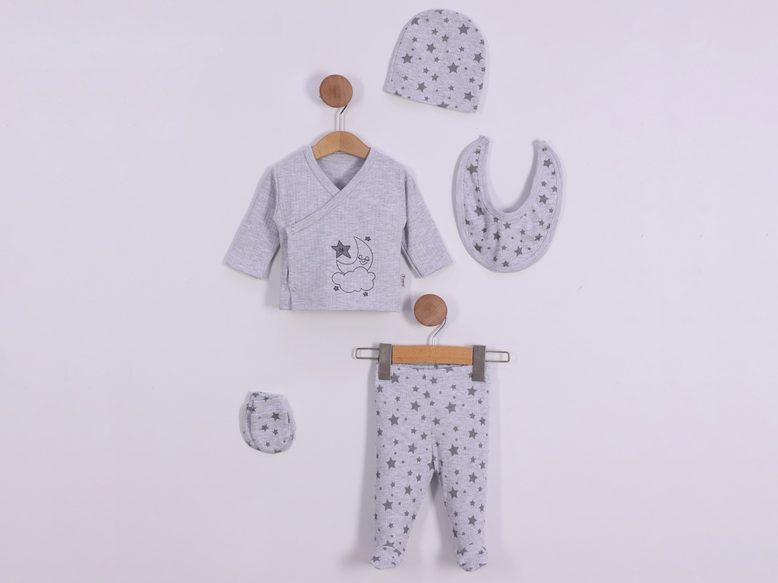 0/6 AY ERKEK BEBE 5\'Lİ YILDIZLI ZIBIN SET