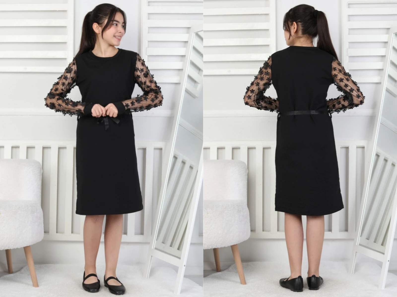 9/16 YAŞ KIZ ELBİSE KOL TÜLLÜ 30/150 2 İP