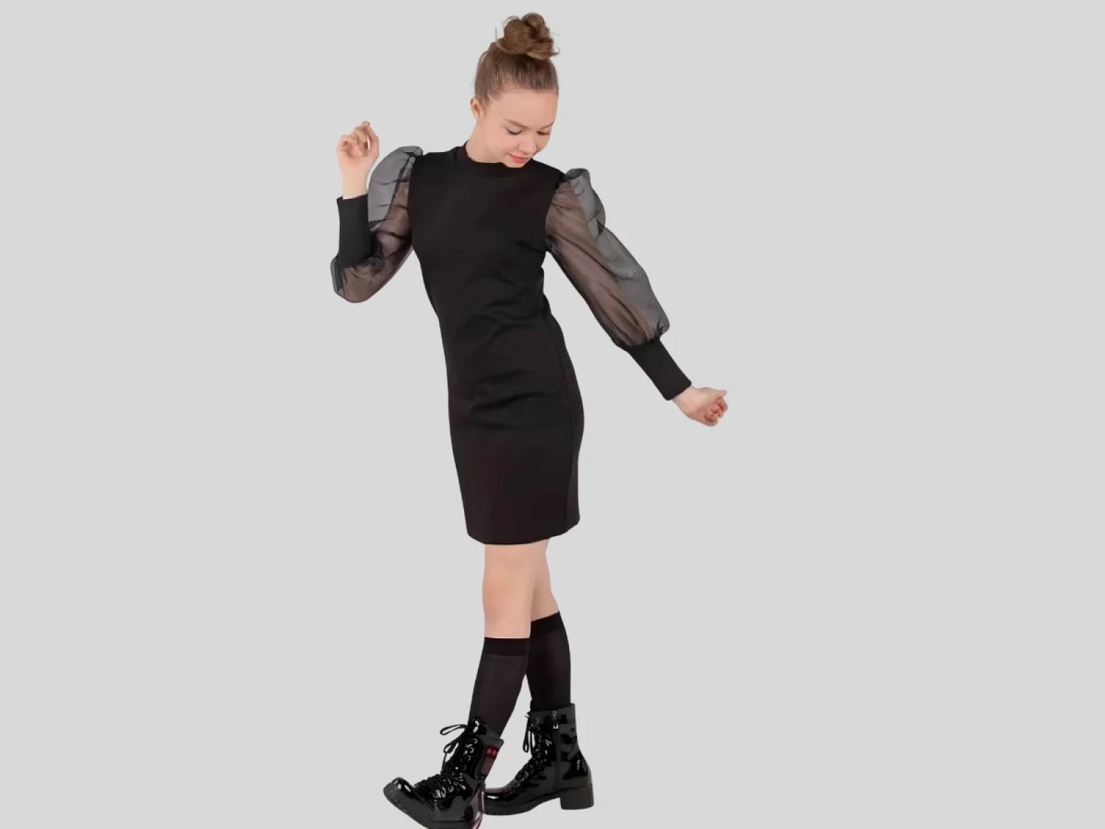 9/15 YAŞ KIZ ELBİSE KOL TÜLLÜ