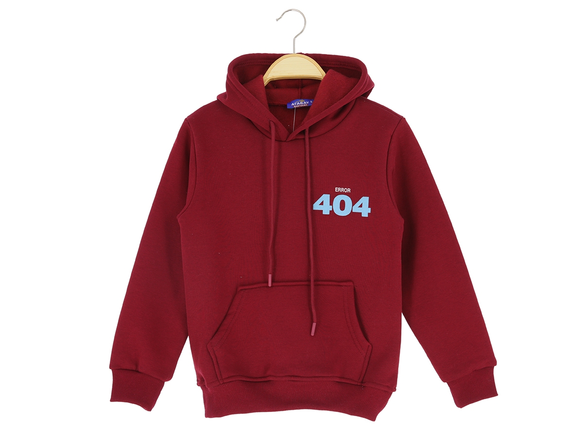 13/16 YAŞ ERKEK SWEAT KAPŞONLU ERROR 404 BASKILI 3 İP ŞRD