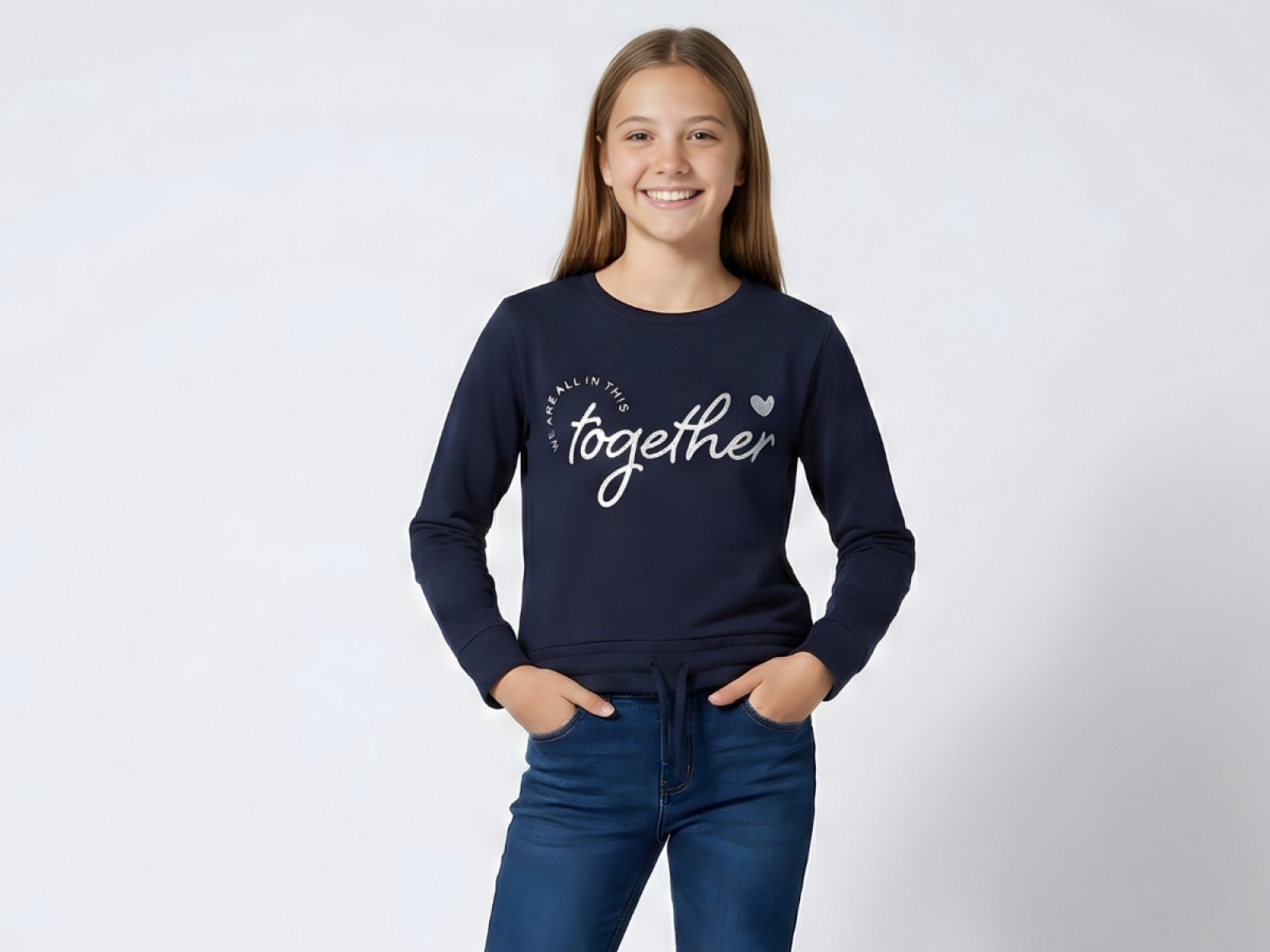 13/16 YAŞ KIZ BLUZ TOGETHER KALP BASKILI