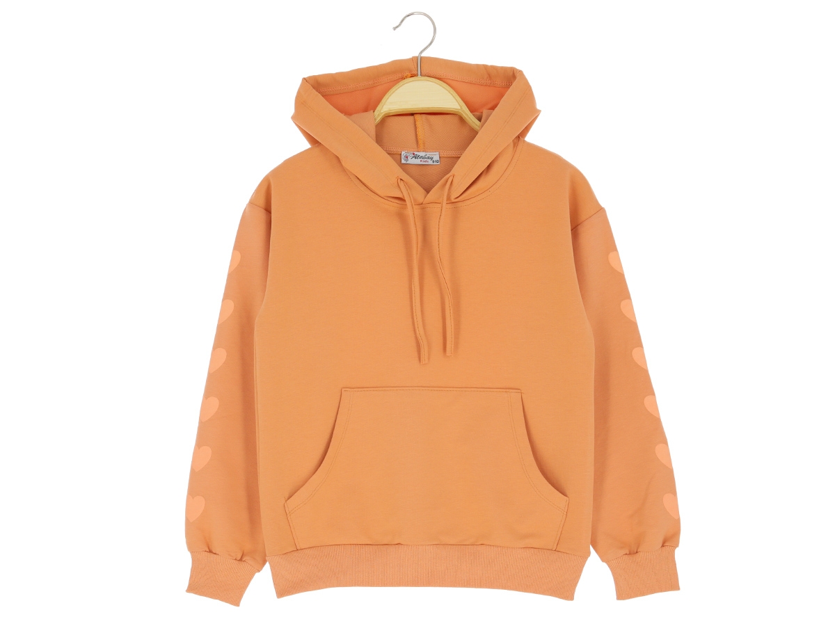 13/16 YAŞ KIZ SWEAT KAPŞONLU CEPLİ KALP BASKILI 30/30 2 İP