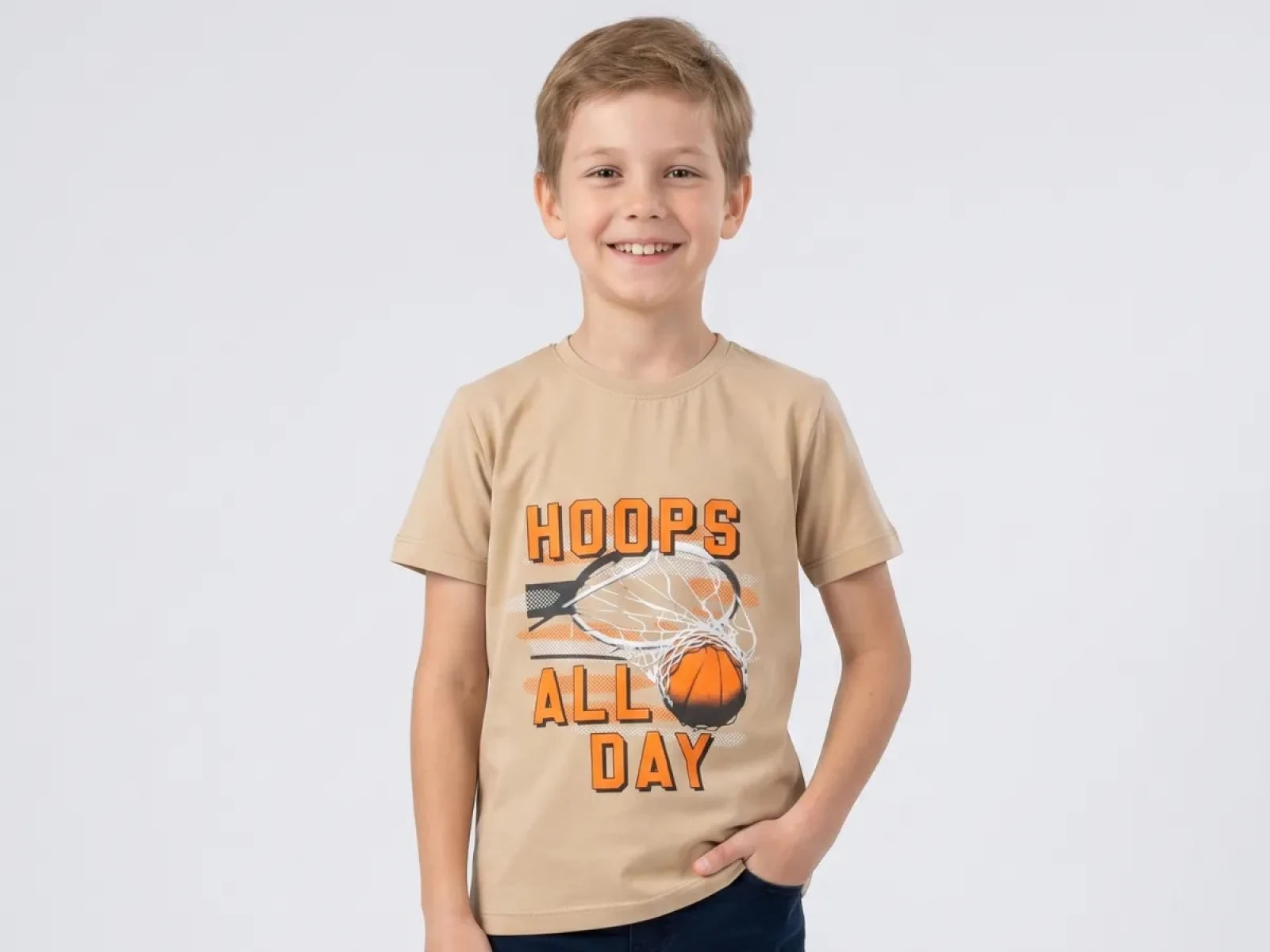 1/4 YAŞ ERKEK TSHIRT HOOPS ALL DAY BASKILI