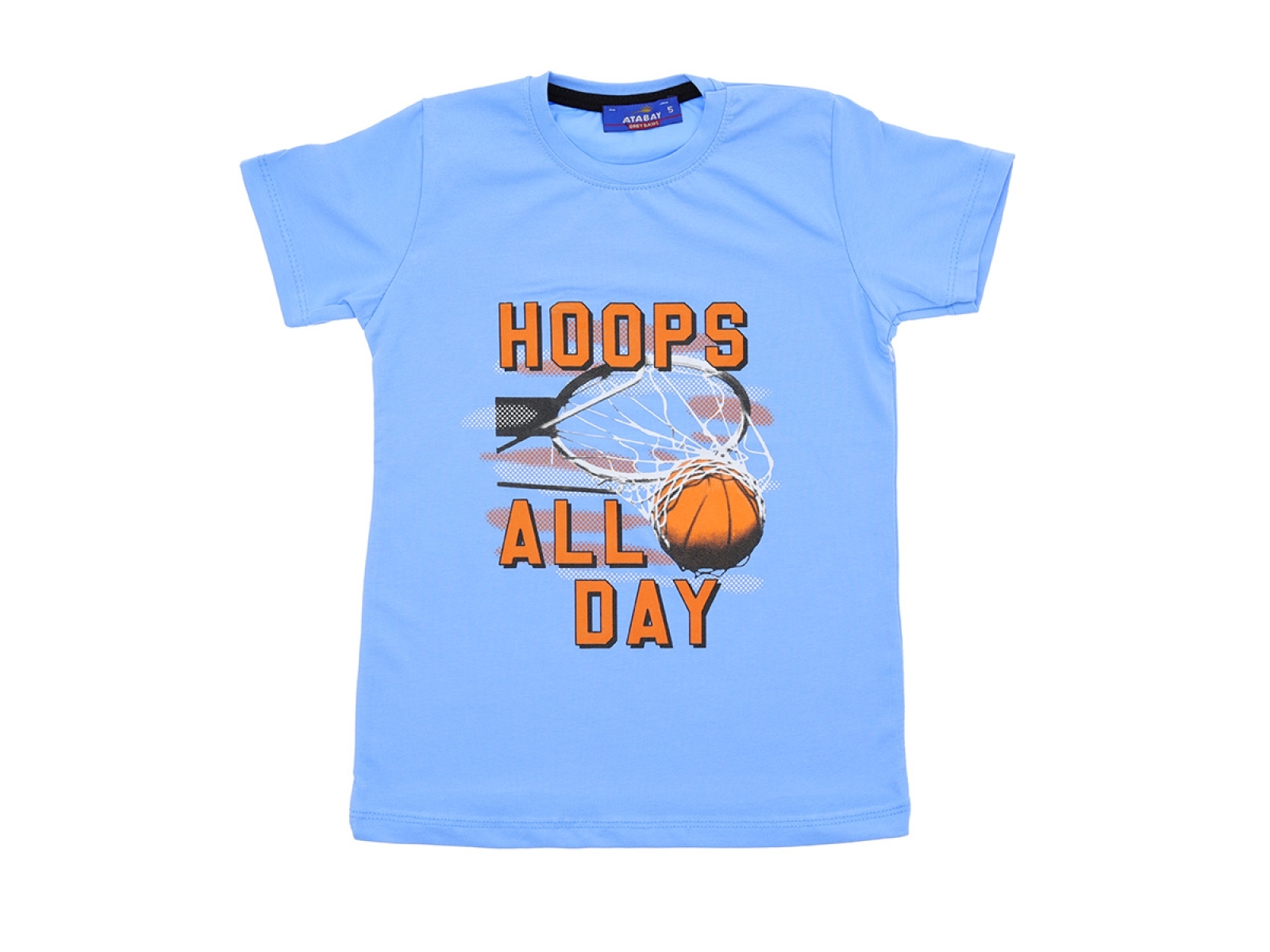 5/8 YAŞ ERKEK TSHIRT HOOPS ALL DAY BASKILI