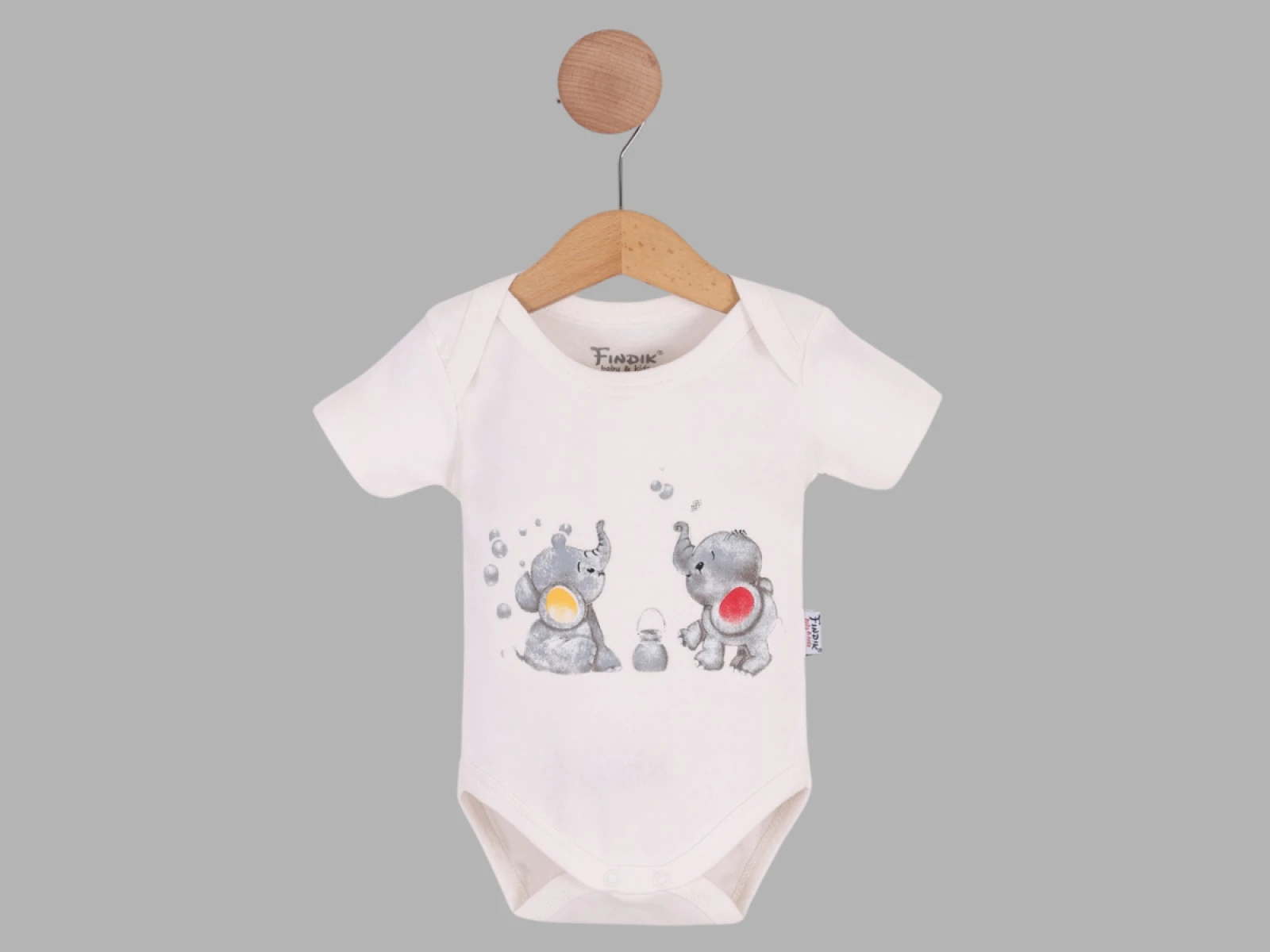 3/18 AY BEBE BADİ KISA KOL FİL BASKILI