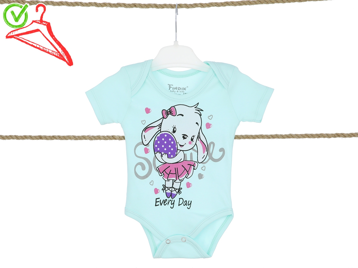 3/18 AY BEBE KIZ BADİ K/KOL TAVŞAN EVERY DAY BASKILI