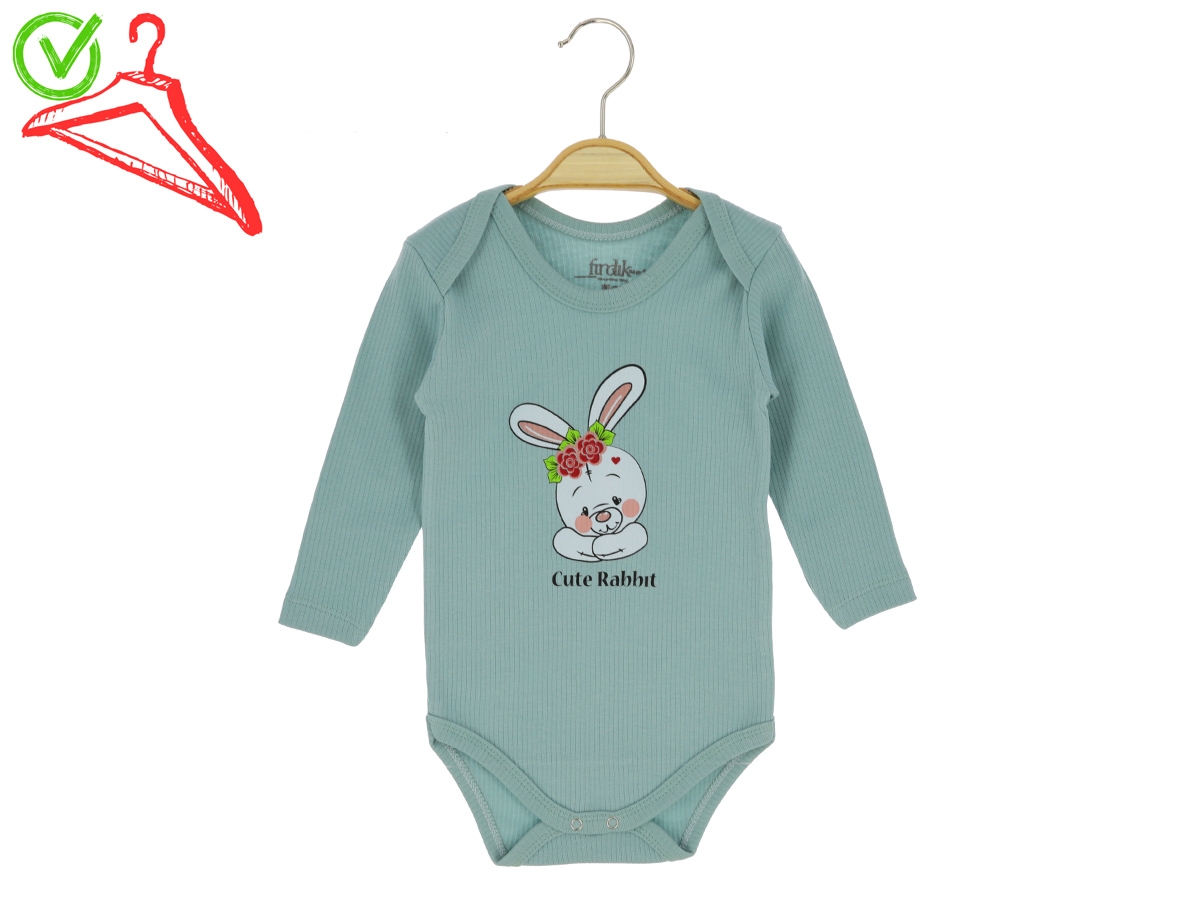 3/18 AY BEBE KIZ BADİ U/KOL TAVŞAN CUTE RABBIT BASKILI