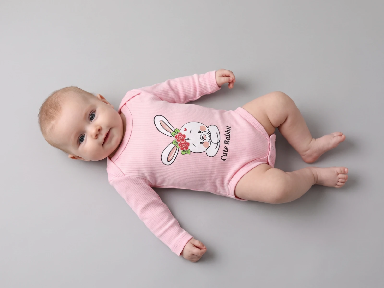 3/18 AY KIZ BADİ U/KOL TAVŞAN CUTE RABBIT BASKILI