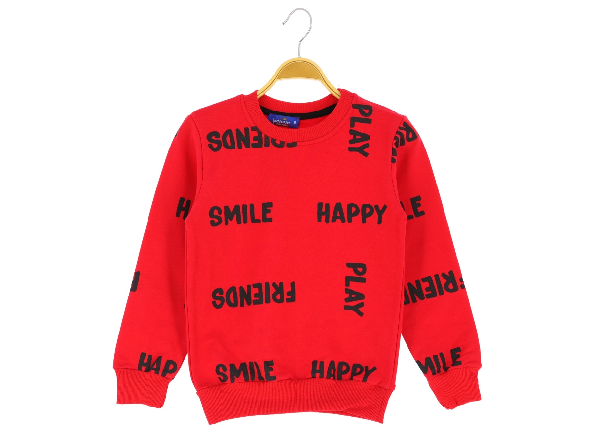 3/7 YAŞ ERKEK BLUZ SMILE HAPPY BASKILI 2 İP ŞRD