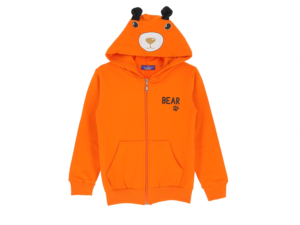 3/7 YAŞ ERKEK HIRKA KAPŞONLU CEPLİ BEAR BASKILI 2 İP ŞRD