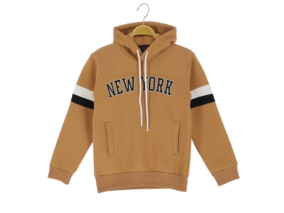 5/8 YAŞ ERKEK SWEAT KAPŞONLU CEPLİ NEW YORK BASKILI 3 İP ŞRD
