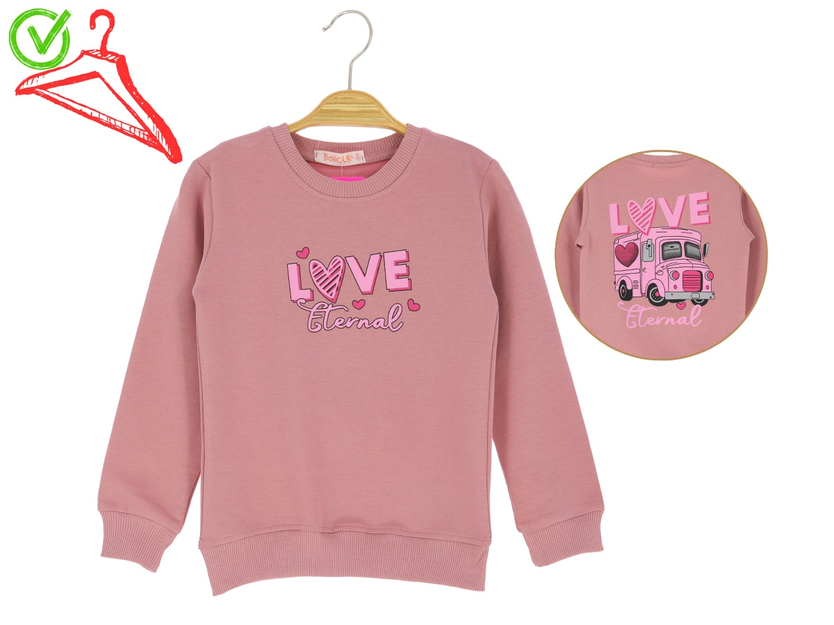 5/8 YAŞ KIZ BLUZ LOVE KALP BASKILI