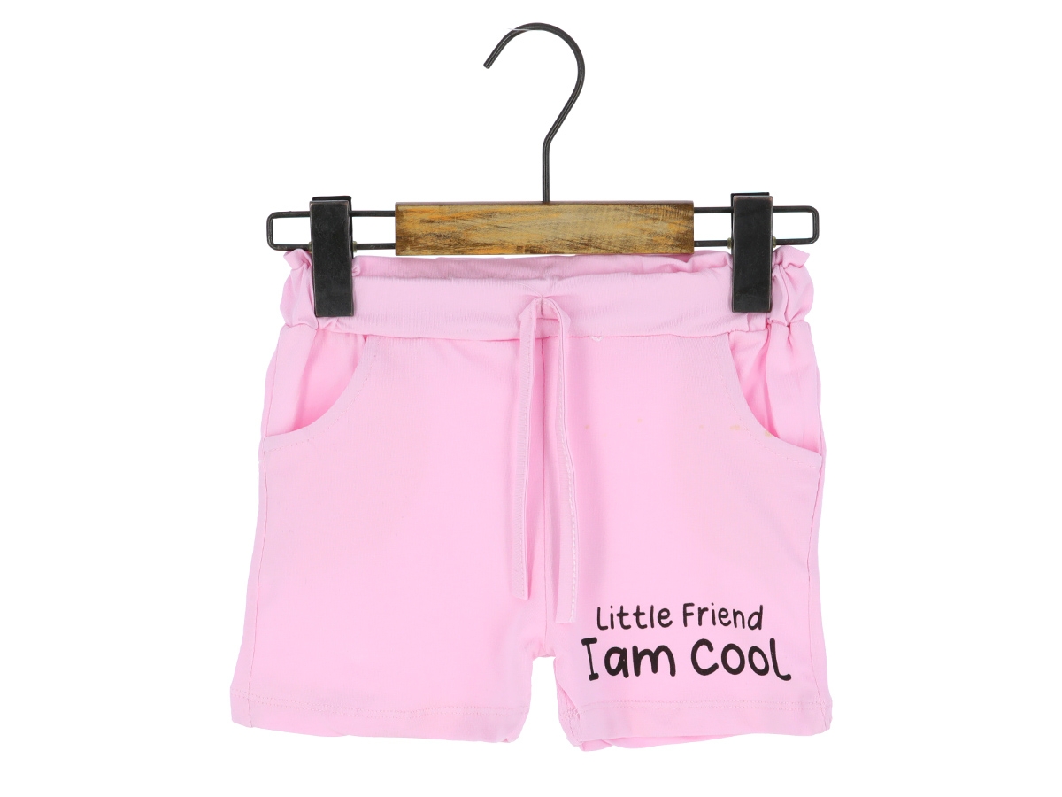 5/8 YAŞ KIZ ŞORT CEPLİ LİTTLE FRİEND I AM COOL BASKILI