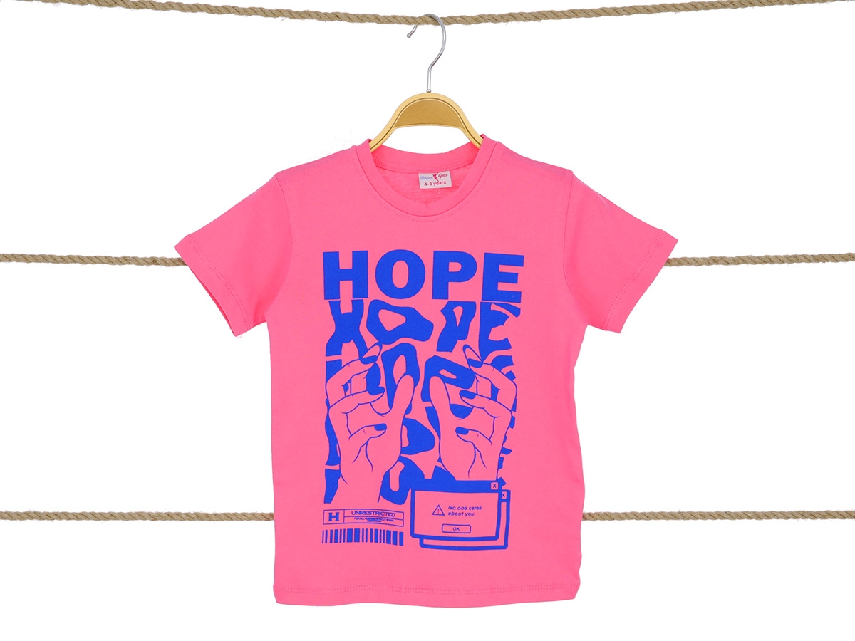 5/8 YAŞ KIZ TSHİRT HOPE EL BASKILI