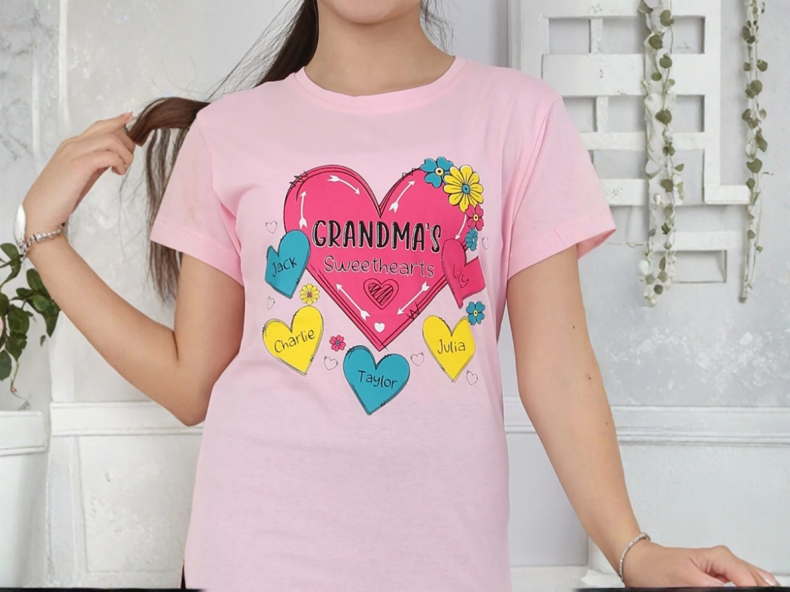 9/12 YAŞ KIZ TSHİRT KALP GRANDMAS BASKILI