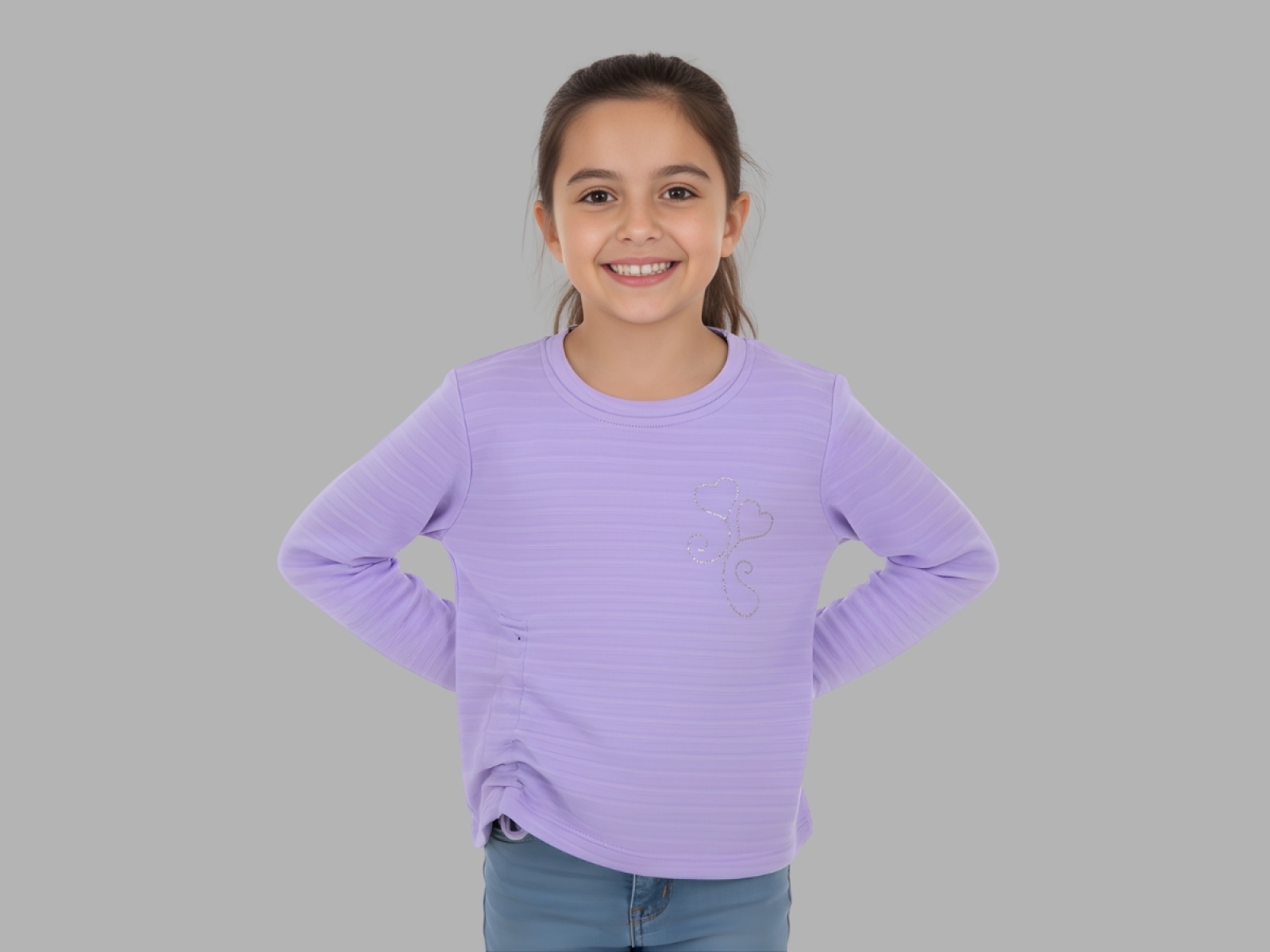 9/12 YAŞ KIZ BLUZ KALP TAŞLI