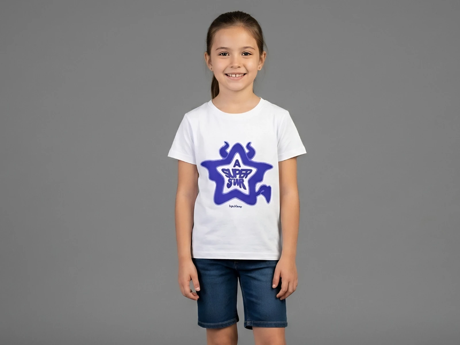 9/12 YAŞ KIZ TSHİRT YILDIZ A SUPER STAR BASKILI