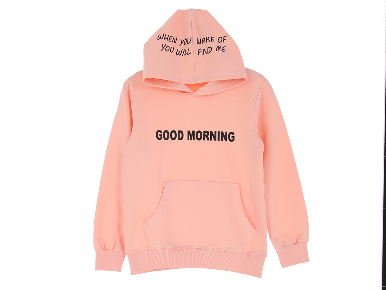 9/12 YAŞ KIZ SWEAT KAPŞONLU GOOD MORNİNG BASKILI 30/150 2 İP