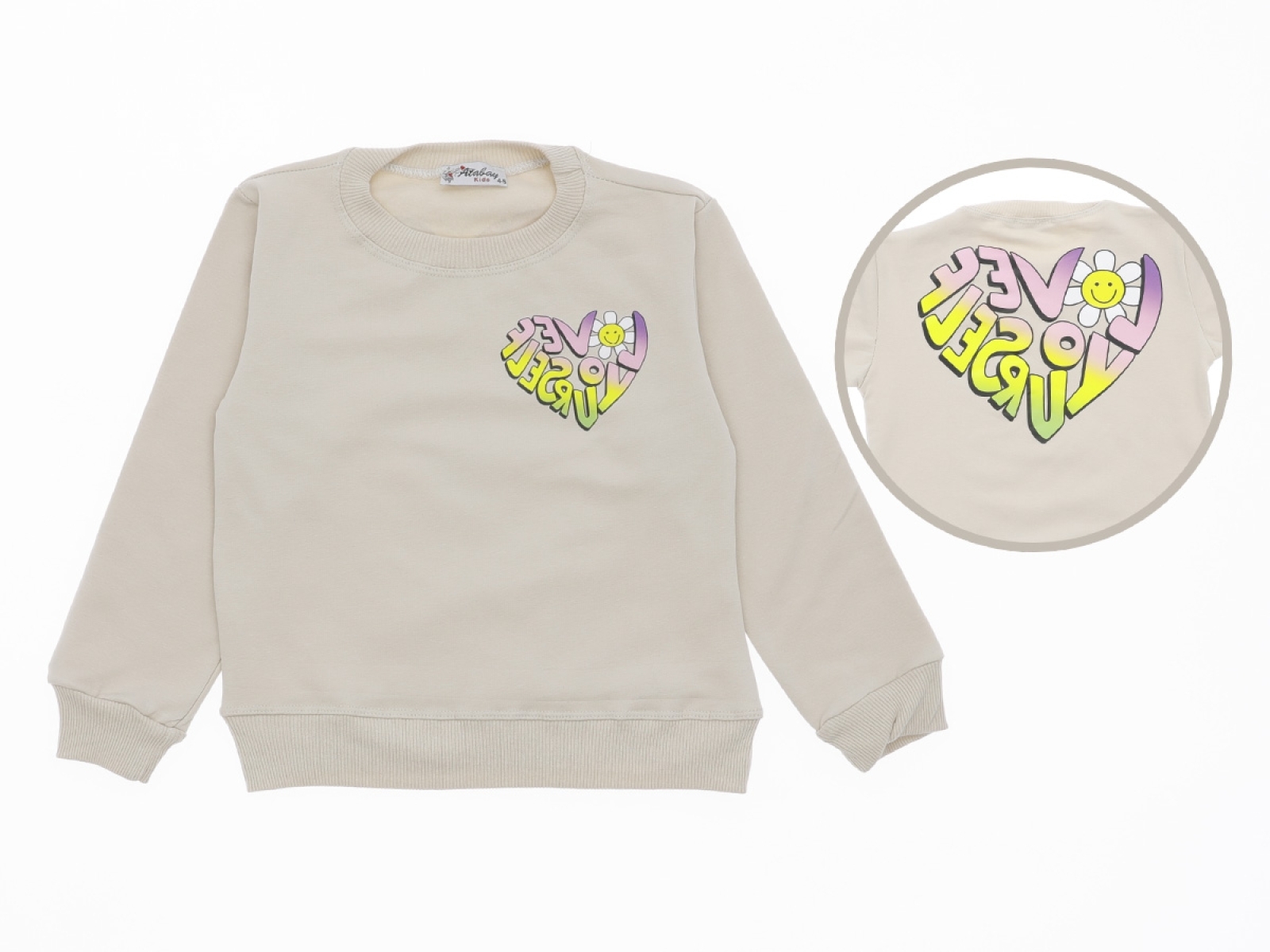 5/8 YAŞ KIZ SWEAT LOVE PAPATYA BASKILI