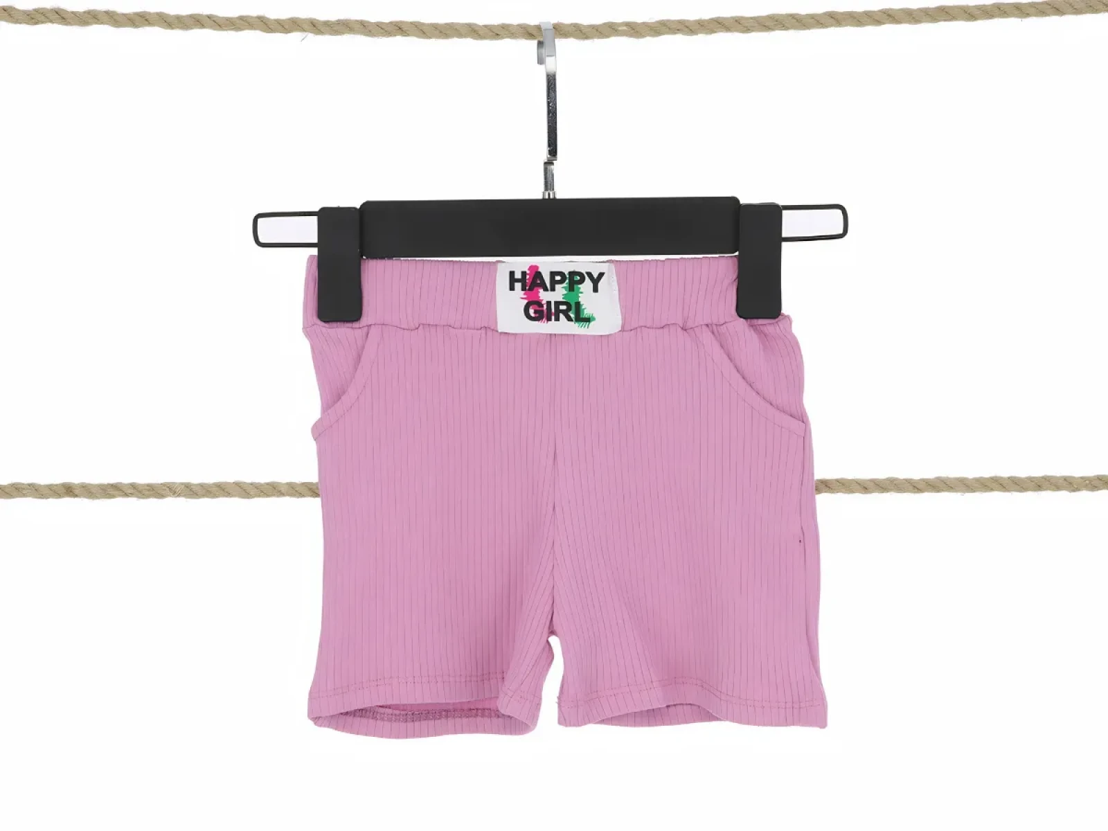 9/12 YAŞ KIZ ŞORT CEPLİ HAPPY GİRL ETİKETLİ