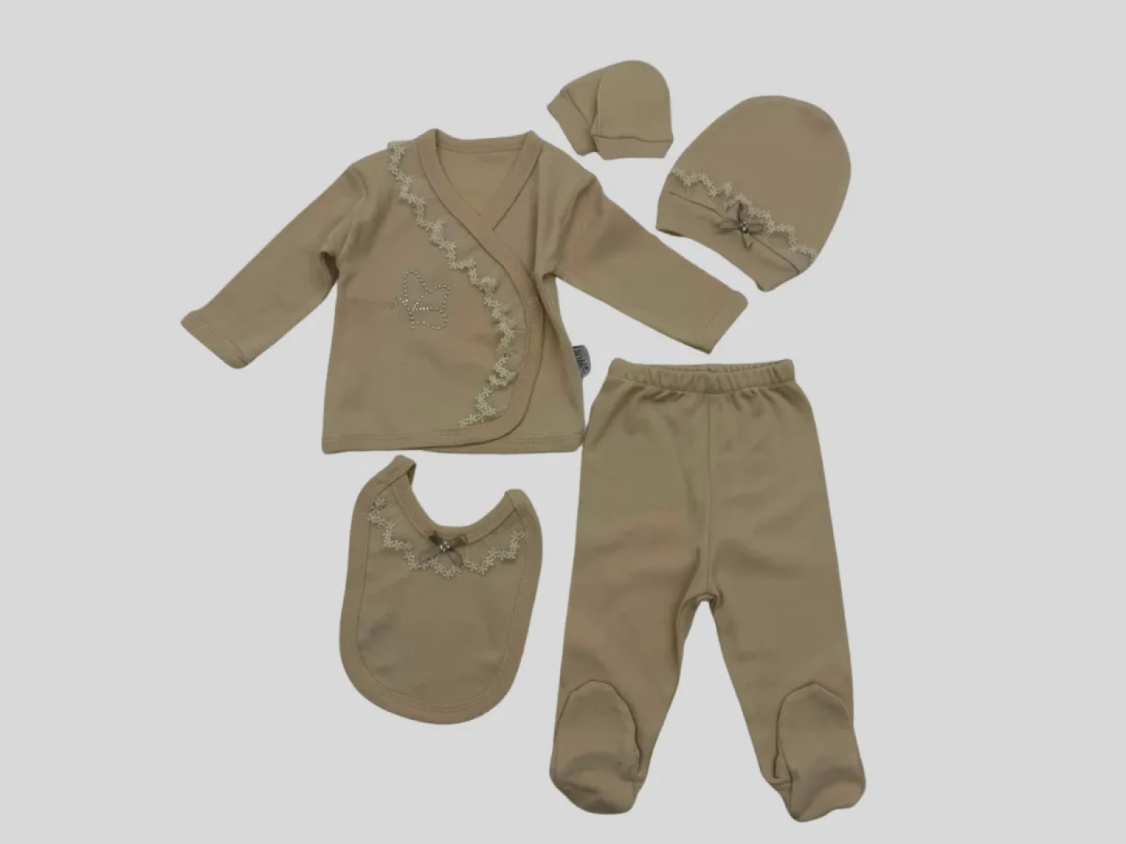 0/6 AY KIZ BEBEK TAKIM 5\'Lİ KELEBEK TAŞLI