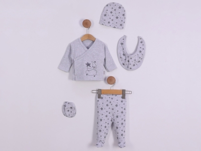 0/6 AY ERKEK BEBE 5\'Lİ YILDIZLI ZIBIN SET