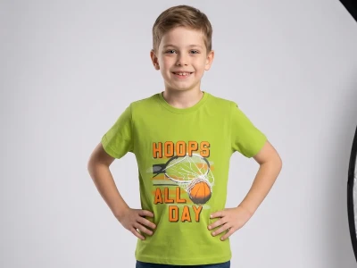 5/8 YAŞ ERKEK TSHIRT HOOPS ALL DAY BASKILI