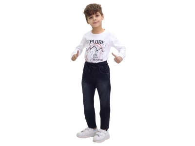9/12 YAŞ ERKEK PANTOLON KOT LİKRALI DÜZ PAÇA BLACK