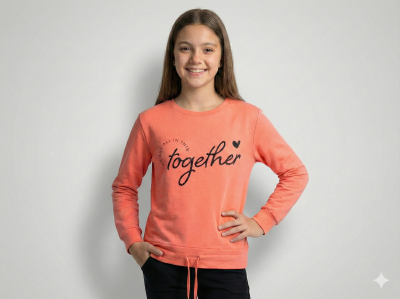 9/12 YAŞ KIZ BLUZ TOGETHER KALP BASKILI